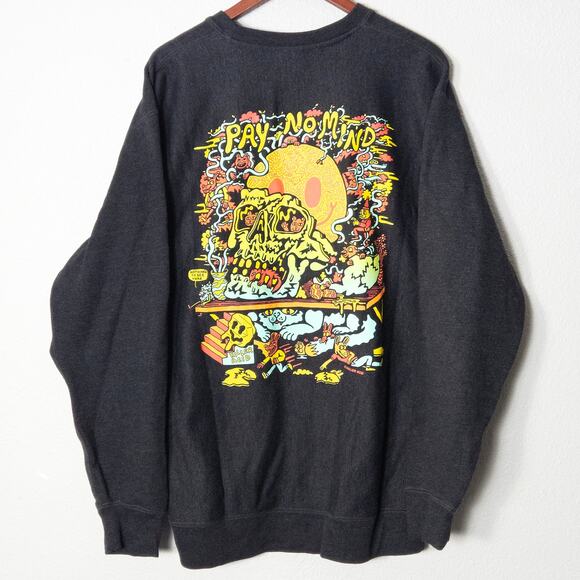 Killer Acid Tops - Killer Acid Graphic Sweatshirt Black Size 2XL Psychedelic Surf Skate Streetwear